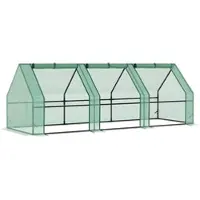 STILVORA Gewächshaus Pflanzenhaus 270x90x90 cm Grün mit PE Folie 140 g m2 UV beständig, Stahlrohrgestell pulverbeschichtet, aufrollbare Fenster