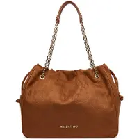 Valentino Elegante Braun Schultertasche: 2 Henkel, Kontrastdetails, Druckknopf