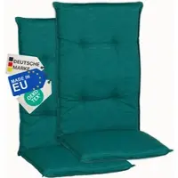 NYVI Gartenstuhl Auflagen Hochlehner 2er Set Barcelona - UV-Beständig, Atmungsaktiv, Strapazierfähig - Hochlehnerauflagen Sitzkissen Outdoor - Sitzauflagen für Gartenstühle 118x50cm Türkis