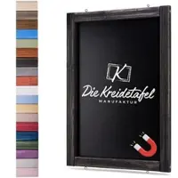 Die Kreidetafel Manufaktur Magnetische Kreidetafel - Magnettafel mit Holzrahmen / Schwarz 60x90cm
