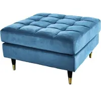 Riess Hocker COZY VELVET - 80cm petrol blau gold Samt Metallfüße