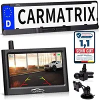 CARMATRIX Solar Funk Rückfahrkamera im Kennzeichen mit Monitor Rückfahrsystem Auto