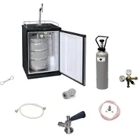 Ich-zapfe Komplett Set - Fassbierkühlschrank bis zu 50L Fässer (Bierbar) - inkl. Schanksäule Elegant und Kompensatorhahn, Zapfkopf:Korb