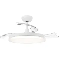 Philips LED-Deckenventilator Solr, weiß, DC, leise, CCT dimmbar, weiß / opal, für Wohn- / Esszimmer, Metall, Modern