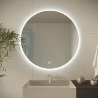 LOMAZOO Badezimmerspiegel mit LED-Beleuchtung - Badezimmerspiegel - Duschspiegel - 70 cm rund [ESSENTIALS]
