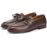 Tommy Hilfiger für Herren. FM0FM05748 Bootsschuhe aus braunem Leder Emilio (44), Wohnung, Schnürsenkel, Lässig