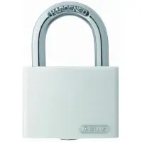 ABUS Vorhängeschloss T65AL/40 myLOCK - individuell beschreibbar - Spindschloss - massiver Aluminium-Schlosskörper - -Sicherheitslevel 5 - Weiß