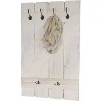 MCW Wandgarderobe -D13, Garderobe Garderobenpaneel, 6 Haken 91x60cm ~ shabby-weiß