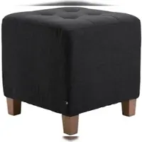DELUKE Sitzhocker CELIS Stoff Schwarz 45x45x46cm Hocker Schlafzimmer Polsterhocker Wohnzimmer Sitzbank Esszimmer