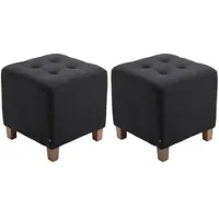 DELUKE 2er Set Sitzhocker CELIS Stoff Schwarz 45x45x46cm Hocker Schlafzimmer Polsterhocker Wohnzimmer Sitzbank Esszimmer