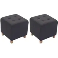 DELUKE 2er Set Sitzhocker CELIS Stoff Dunkelgrau 45x45x46cm Hocker Schlafzimmer Polsterhocker Wohnzimmer Sitzbank Esszimmer
