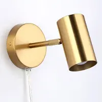 Alpinaluz Wandleuchte Gold Aluminium Verstellbarer Strahler mit Kabel und E27 Fassung für Schlafzimmer, Arbeitszimmer, Nachttisch