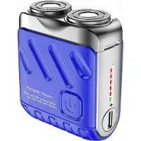 Zelurxx 2-in-1 Elektrischer Rasierer Herren, Mini Reise-Design, Magnetkopf, USB-C Schnellladung, wasserdicht, 9000 U/min, Barttrimmer, Blau