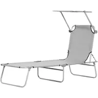 Xdovet Sonnenliege, Gartenliege,Strandliege, klappbar, mit Sonnenschutz, 187 x 58 x 36 cm