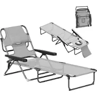 BundiGlassware Sonnenliege Gartenliegen Relaxliege, klappbar, wetterbeständig, 194 cm x 72 cm x 89 cm, Schwarz + Dunkelgrau