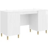 vidaXL Schreibtisch Hochglanz Weiß 142,5 x 50 x 75 cm Holzwerkstoff