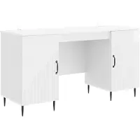 vidaXL Schreibtisch Hochglanz Weiß 142,5 x 50 x 75 cm Holzwerkstoff
