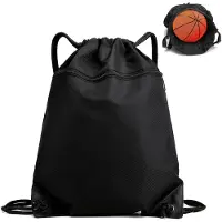 Unyqoos Sporttasche, wasserdicht – geräumige Gym‑ & Reisetasche Schwarz 50×43 cm, Oxford‑Gewebe, Kordelzug, Vordertasche, verstellbarer Schulterriemen
