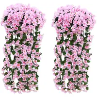 Unyqoos Kunstblumen-Girlande 90 cm – 2er-Set mit seidenen Blumen & Blättern und Kunststoff-Ranken, Deko für Innen & Außen (Hängekorb, Hochzeit, Garten)