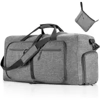 Unyqoos 65 L Reisetasche – wasserabweisende Duffel mit separatem Schuhfach, kompakt faltbar (61×27×34 24×21 cm), gepolsterter Schulterriemen, 4 Reißverschlussfächer, für Reisen & Fitness