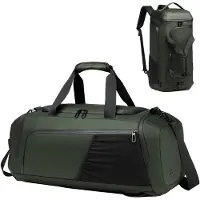 Unyqoos Sport- & Reisetasche 40 L – 3‑in‑1 Rucksack/Umhängetasche/Handtasche, versteckte Schultergurte, belüftetes Schuhfach, Nassfach, wasser- & winddicht, Polyester-Futter