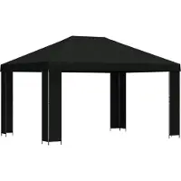 vidaXL Pavillon 4 x 3 m Schwarz Polyester und Stahl 190 gsm