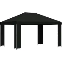 vidaXL “2026 Modern“ Schwarz Pavillon 4 x 3 m Schwarz Polyester und Stahl 190 gsm - Designermöbel 37101 - Pavillons & Partyzelte