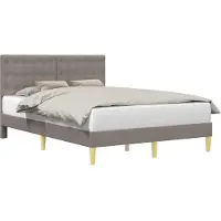 vidaXL Bettrahmen mit Kopfteil Taupe 140 x 200 cm Stoff