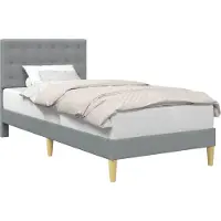 vidaXL Bettrahmen mit Kopfteil Hellgrau 100 x 200 cm Stoff