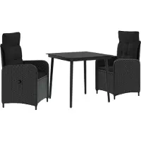 vidaXL Sofa-Tischset mit Kissen mit Kissen 3 pcs Schwarz