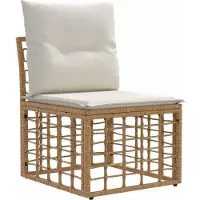 vidaXL Modulares Outdoor-Sofa ohne Armlehnen Natur Poly-Rattan