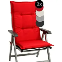 Beautissu 2er Set Hochlehner Set Base HL Sitzkissen, 120x50x6cm Rot