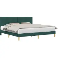 vidaXL Bettrahmen mit Kopfteil Dunkelgrün 200 x 200 cm Stoff