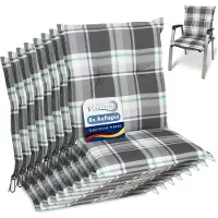 Beautissu 8er Set Sunny MK Niedriglehner Auflagen 100x50 cm in Mintgrün Kariert