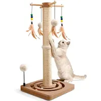Markenlos Kratzstamm für Katzen, Sisal Kratzbaum klein mit Hänge- und Ballbahnen
