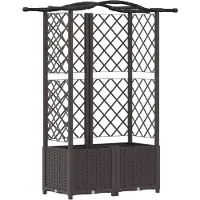 vidaXL Hochbeet mit Rankgitter und Dach Braun 122 x 40 x 138 cm PP
