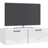 vidaXL Wandmontierter TV-Schrank Hochglanz Weiß 98 x 41 x 30 cm