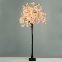 ACA Müller/ADAG Pharma ACA Künstlicher Kirschbaum mit Blüten, beleuchtete Dekoration, 400 warmweiße LEDs, 230 V, Schutzart IP44, 180 cm Sockel, 21 x 21 cm, 5 m Netzkabel, X104001448