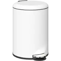 HOMCOM Mülleimer 20L Treteimer mit Deckel Fußpedal Inneneimer Metall Cremeweiß