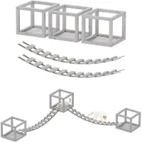 Markenlos Katzen Kletterwand Set mit 2 Brücken und 3 Liegen aus Holz für die Deckenmontage (Weiß)
