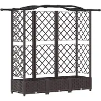 vidaXL Hochbeet mit Rankgitter und Dach Braun 163 x 40 x 123 cm PP