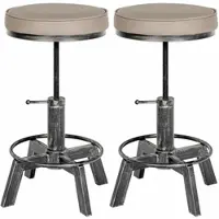 CLP 2er Set Sitzhocker Destin mit Kunstlederbezug I Hocker im Industrial Design I gepolstert und höhenverstellbar