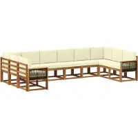 vidaXL Outdoor-Sofagarnitur 10 stk. Natur und Creme Massivholz Akazie