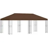 Syfax Gartenpavillon 6 x 3 m Braun Polyester und Stahl 190 gsm