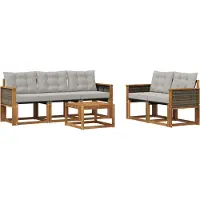 vidaXL Outdoor-Sofagarnitur 6 Stk. Natürlich und Hellgrau