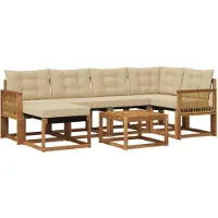 vidaXL Outdoor-Sofagarnitur 7 Stk. Natur und Beige