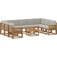 vidaXL Outdoor-Sofagarnitur 10 stk. Natürlich und Hellgrau
