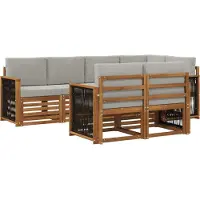 vidaXL Ecksofa Set mit Kissen 6 pcs Natürlich und Hellgrau