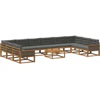 vidaXL Outdoor-Sofagarnitur mit Kissen 11 pcs Natur und Anthrazit