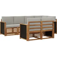 vidaXL Ecksofa Set mit Kissen 6 pcs Natürlich und Hellgrau